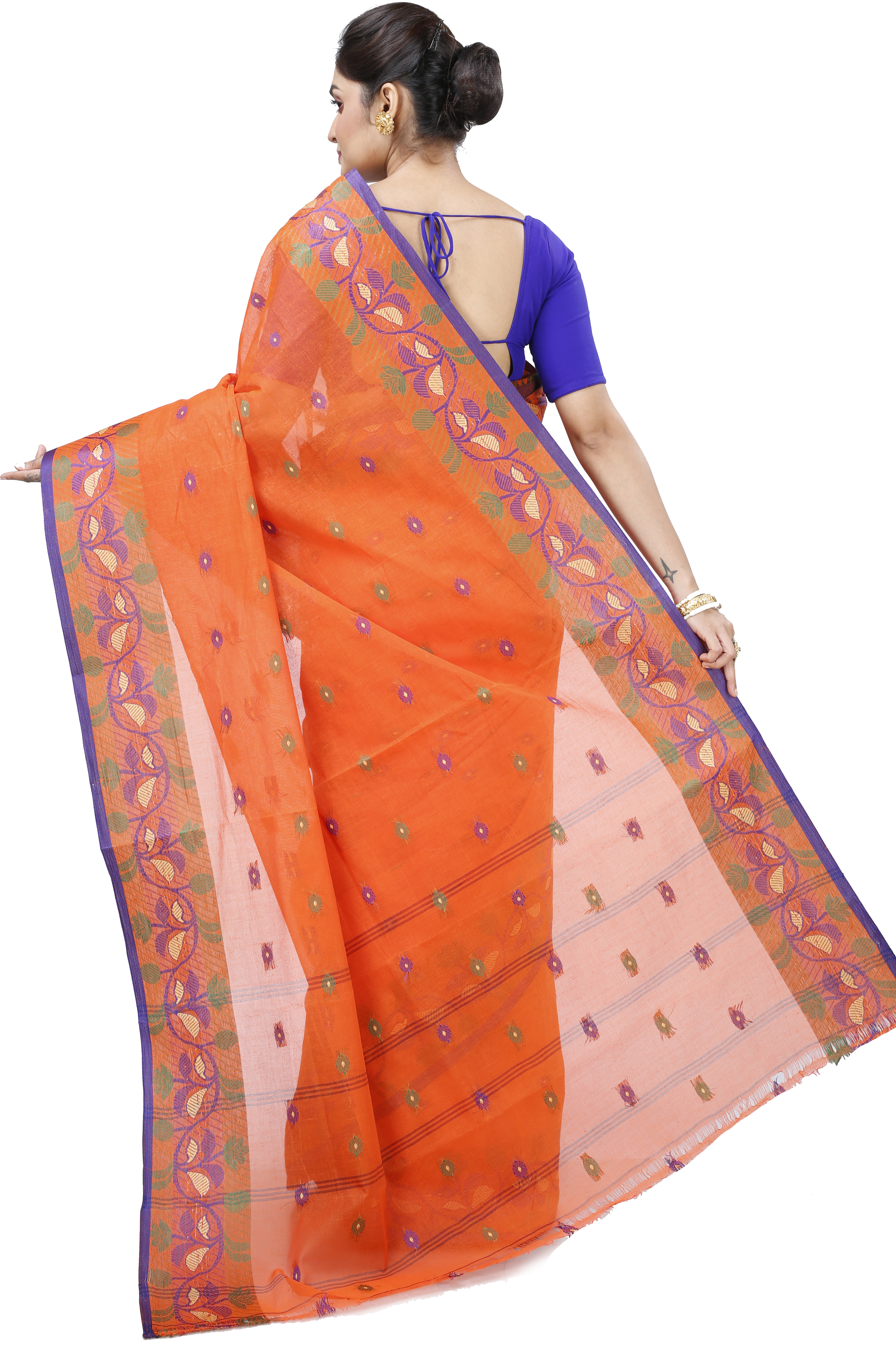Orange Pure Cotton Govindi Tant Saree (937)